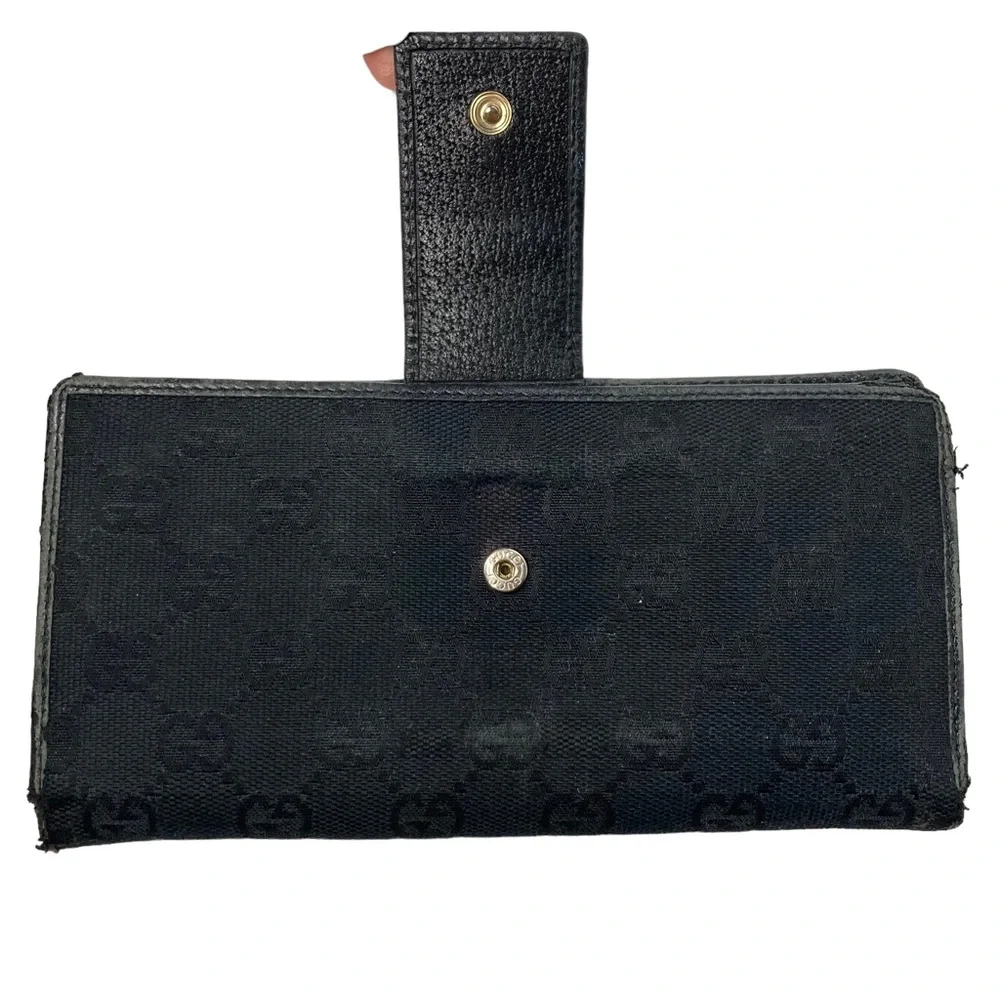 Authentic GUCCI Black Canvas & Leather Guccisima Monogram Long Carryall Wallet_6